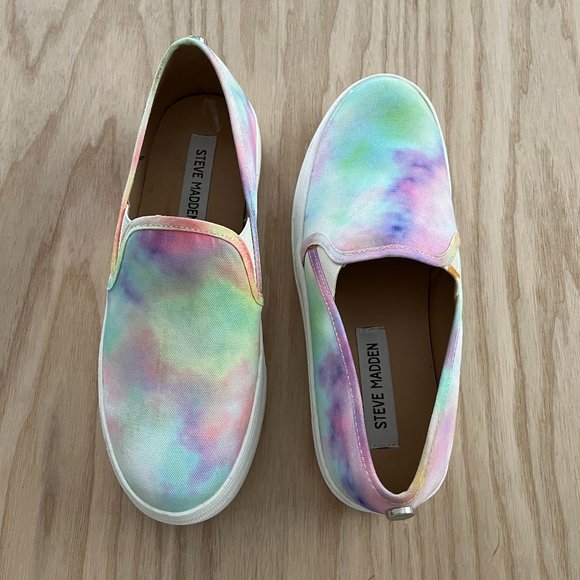 Steve Madden Rainbow Tie Dye Multi-Colored Slip on Shoes Vans 6.5 - Picture 1 of 6